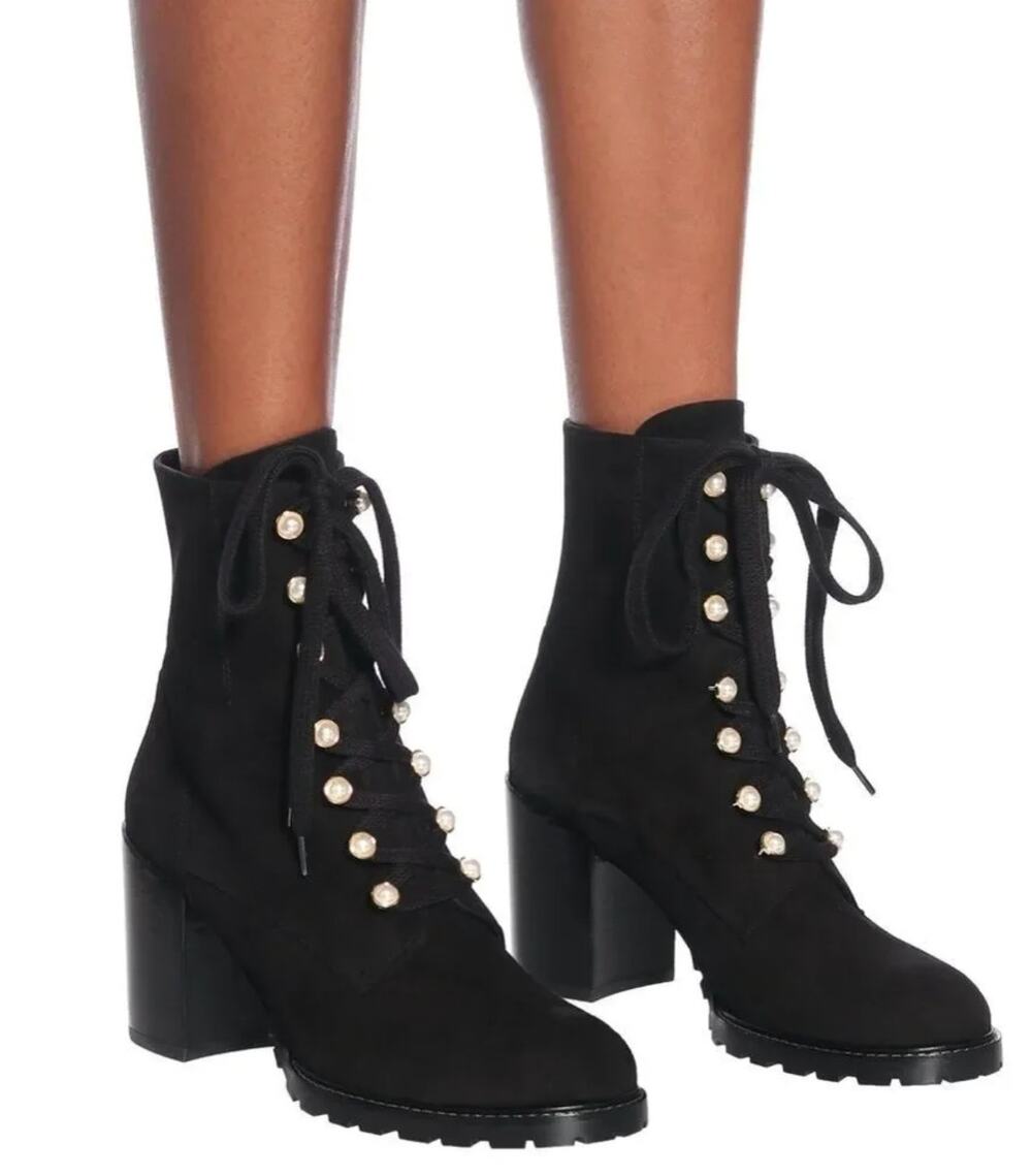 NWT Stuart Weitzman Ivey Black Suede Ankle Boots Size 6.5